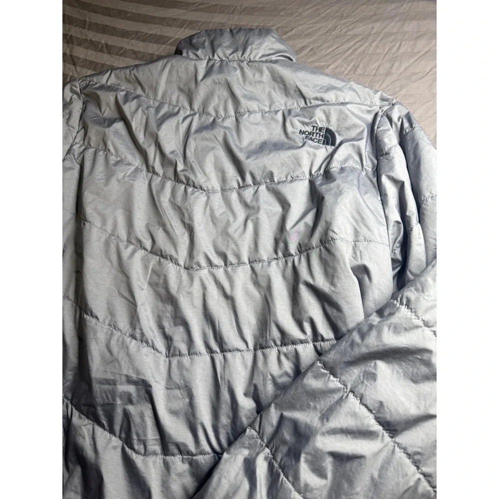 The North‎ Face Mens XL Silver Grey Quilted Puffer Jacket Full Zip Insulated